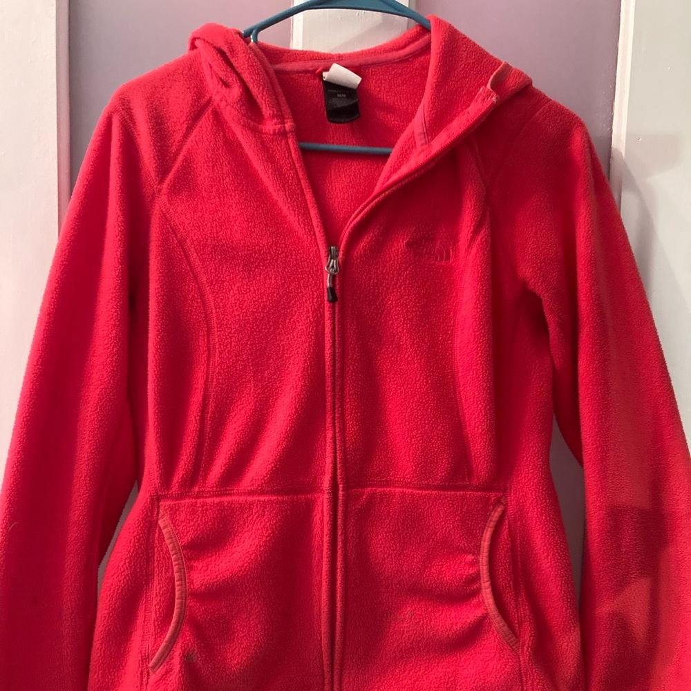 Pink NorthFace Pink Hoodie. Medium